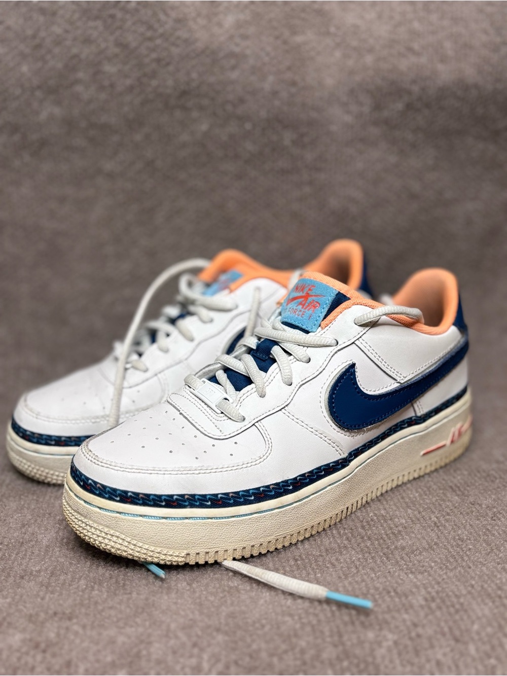 Nike Women’s White Navy and Peach Low-Top Sneakers